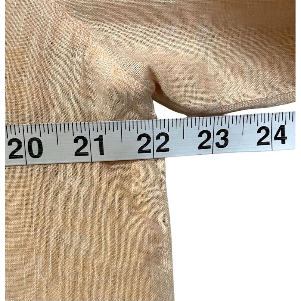 J. Jill Women's Peach Linen Button-Up Shirt M Minimalist Vacation Coastal Beachy - Picture 6 of 8
